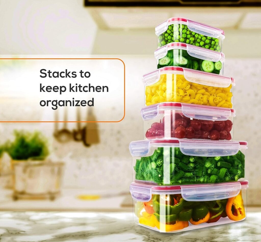 Utopia Kitchen Plastic Food Storage Container Set with Airtight Lids - Pack of 18 (9 Containers  9 Snap Lids) - Reusable  Leftover Food Lunch Boxes - Leak Proof, Freezer  Microwave Safe